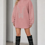 Rhinestone Angel Wing Oversized Hoodie Dress