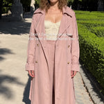 Women's Double-Breasted Maxi Trench Coat and Wide-Leg Pants Set