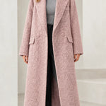 Women's Textured Bouclé Longline Lapel Overcoat