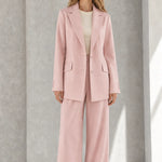 Women's Elegant 2-Piece Tailored Blazer and Wide-Leg Trouser Suit Set