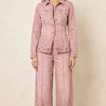 Women's Denim Jacket and Wide-Leg Pants Set