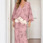 Boho Chic Tie-Dye V-Neck Blouse and Maxi Skirt Two-Piece Set