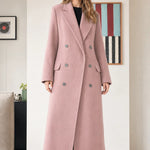 Women's Double-Breasted Maxi Tailored Overcoat with Notched Lapel