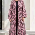 Embroidered Beaded Open Front Maxi Abaya Kimono Cardigan