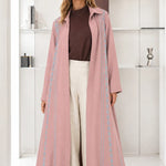 Embroidered Trim Longline Open Front Abaya Maxi Duster Coat