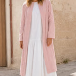 Women's Open Front Longline Linen Blend Duster Coat