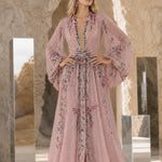 Elegance Embroidered Beaded Long Sleeve Evening Gown