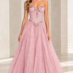 Strapless Sweetheart Crystal Beaded Ball Gown Tulle Evening Dress with Matching Choker