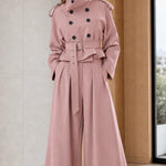 Women's Double-Breasted Trench Jacket and High-Waist Wide-Leg Pants Set