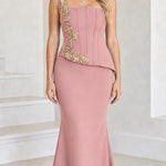 Asymmetrical Beaded Corset Mermaid Formal Evening Gown