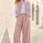 Women's Quilted Vest and Wide-Leg Pants Co-Ord Set