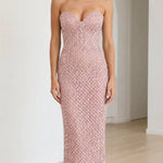 Stunning Sequin Embellished Strapless Maxi Evening Dress