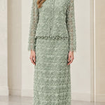Elegant Beaded Two-Piece Maxi Skirt Suit with Long Sleeve Jacket