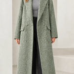 Women's Textured Bouclé Longline Lapel Overcoat
