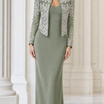 Embellished Bolero Jacket & Column Maxi Evening Dress Set
