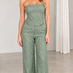 Strapless Sequin Bandeau Top and Wide Leg Pants Two-Piece Set