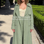 Women's Double-Breasted Maxi Trench Coat and Wide-Leg Pants Set