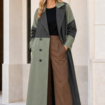 Women's Colorblock Pinstripe Maxi Trench Coat
