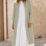 Women's Open Front Longline Linen Blend Duster Coat