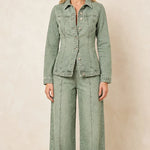 Women's Denim Jacket and Wide-Leg Pants Set