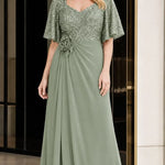 Women's Sequin Bodice Ruffle Sleeve Maxi Dress