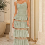 Elegance Tiered Sequin Embellished Maxi Dress