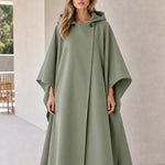Women's Hooded Maxi Cape Coat Longline Asymmetric Wrap Cloak