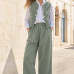 Women's Quilted Vest and Wide-Leg Pants Co-Ord Set