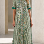 Sequined Chevron Embroidered Tassel Trim Maxi Dress Set
