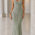 Stunning Sequin and Crystal Embellished Strapless Evening Gown