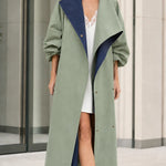 Contrast Lining Oversized Longline Duster Trench Coat