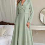 Double-Breasted Blazer A-Line Midi Dress with Notched Lapel
