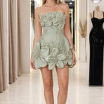 Strapless 3D Floral Applique Corset Mini Dress