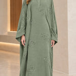 Collared Sequin Embellished Modest Abaya Maxi Dress