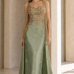 Embellished Strapless Evening Gown with Cascading Fringe Detail