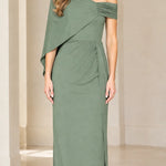 Asymmetric One-Shoulder Drape Maxi Formal Gown with Side Slit