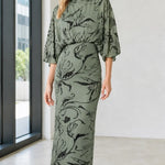 Elegant Mock Neck Sequin Floral Maxi Dress