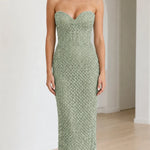 Stunning Sequin Embellished Strapless Maxi Evening Dress