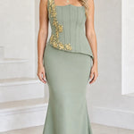 Asymmetrical Beaded Corset Mermaid Formal Evening Gown