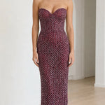 Stunning Sequin Embellished Strapless Maxi Evening Dress