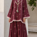 Women's Ethnic Striped Kurti with Sharara and Dupatta Set