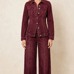Women's Denim Jacket and Wide-Leg Pants Set