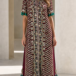 Sequined Chevron Embroidered Tassel Trim Maxi Dress Set