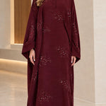 Collared Sequin Embellished Modest Abaya Maxi Dress