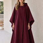 Women's Hooded Maxi Cape Coat Longline Asymmetric Wrap Cloak