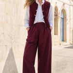 Women's Quilted Vest and Wide-Leg Pants Co-Ord Set
