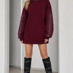 Rhinestone Angel Wing Oversized Hoodie Dress
