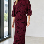 Elegant Mock Neck Sequin Floral Maxi Dress