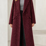 Women's Textured Bouclé Longline Lapel Overcoat