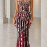 Stunning Sequin and Crystal Embellished Strapless Evening Gown